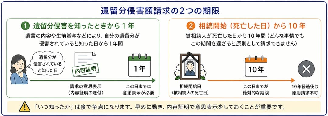遺留分侵害額請求に必要な2つの期限｜内容証明郵便で意思表示を残す重要性と時効管理のポイント