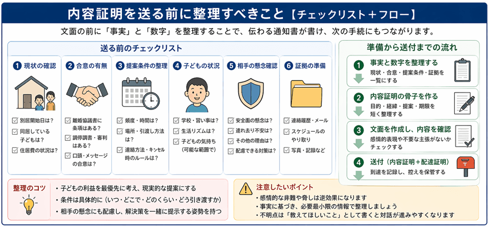 面会交流の内容証明を送る前に注意すべきこと｜書いてはいけない表現と整理しておくべき事実