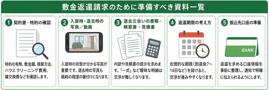 敷金返還請求のために準備すべき資料一覧｜内容証明作成前に揃えるべき書類・証拠チェックリスト